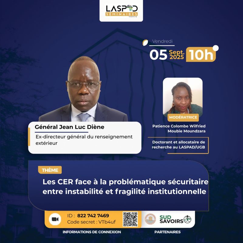 Online seminar poster on REC security in Africa