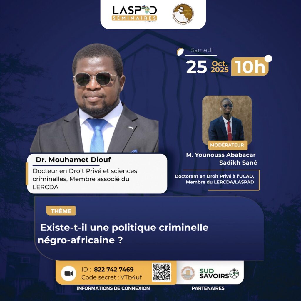 Visuel séminaire Existe-t-il une politique criminelle négro-africaine ?