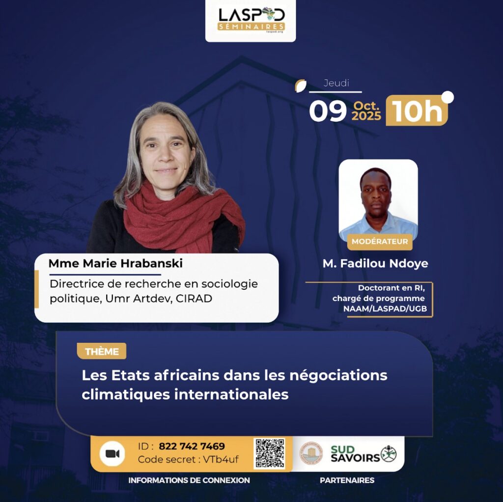 Visuel séminaire Les États africains dans les négociations climatiques internationales