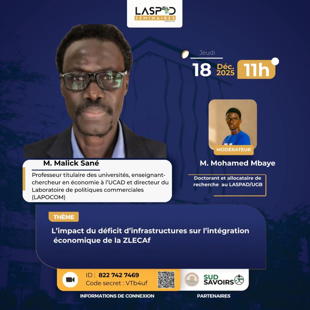 Visuel séminaire L’impact du déficit d’infrastructures sur l’intégration économique de la ZLECAf