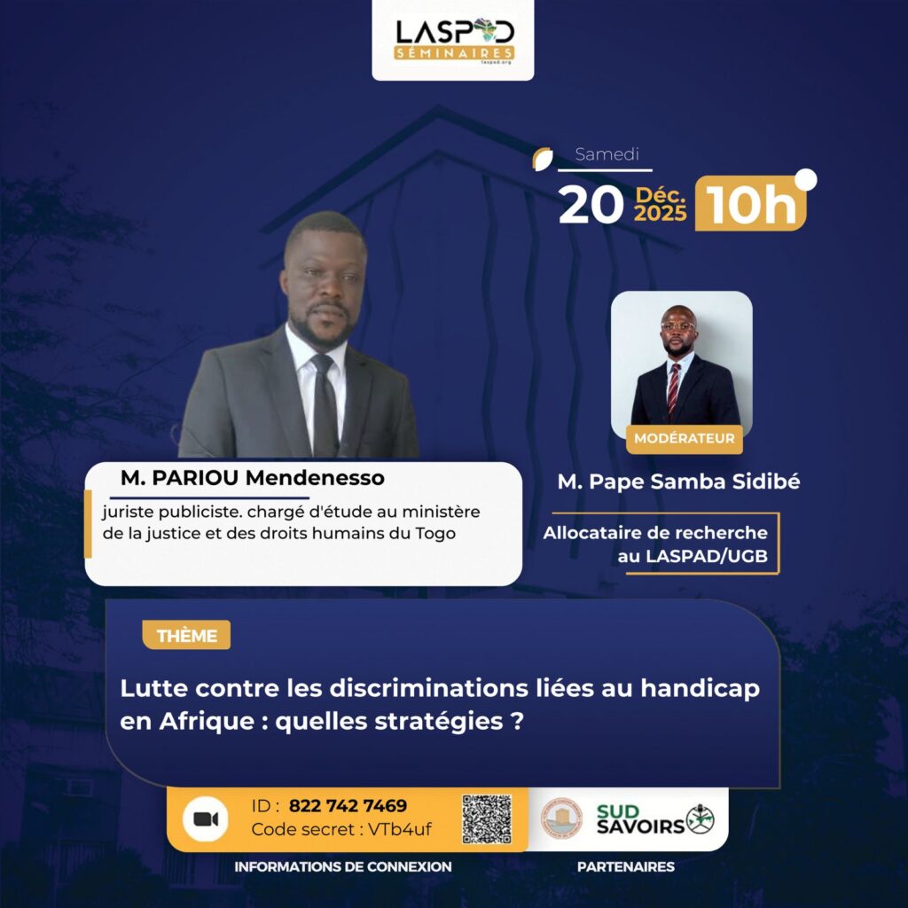 Visual seminar: Fighting Disability-Based Discrimination in Africa: What Strategies?