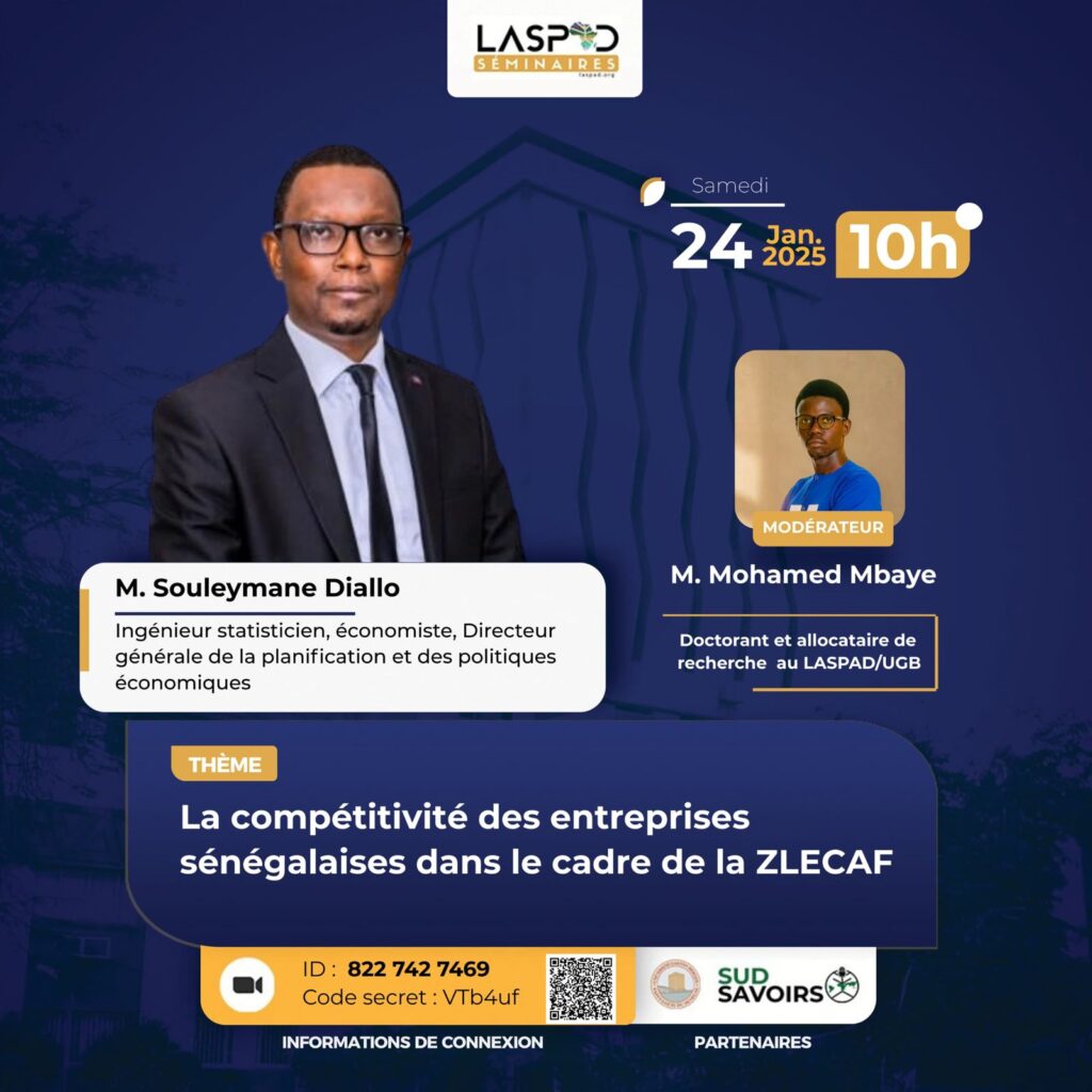Visuel séminaire La compétitivité des entreprises sénégalaises dans le cadre de la ZLECAf
