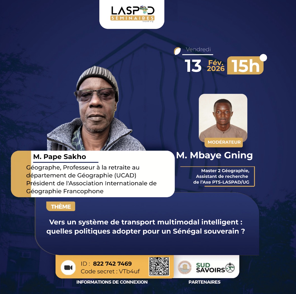 Visuel séminaire Vers un système de transport multimodal intelligent : quelles politiques adopter pour un Sénégal souverain ?